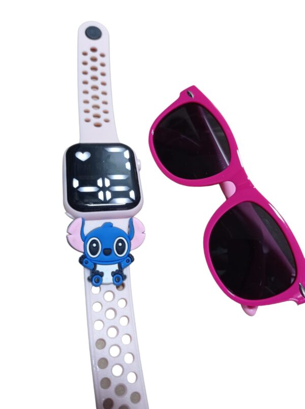Lilo Stitch Reloginho Mais Oculos De Sol Rosa - Imagem 3