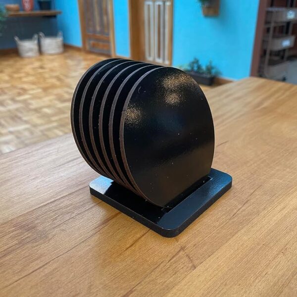 6 Porta Copos Preto Com Suporte Personalizado Com Sua Frase - Imagem 2